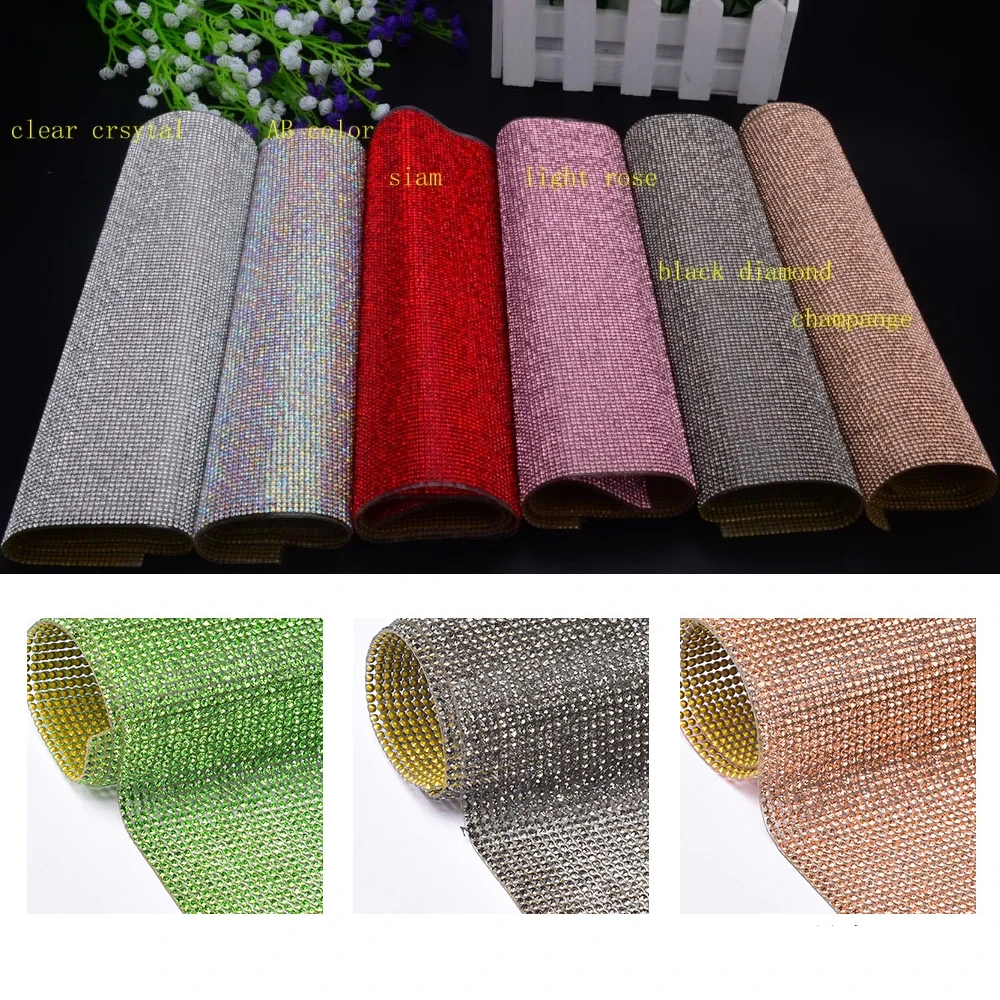 24*20cm Rhinestone Trim SS6 2mm Glass Hot Fix Applique Wedding Decoration Strass Crystal Transfer Sheet Clothes DIY Accessories