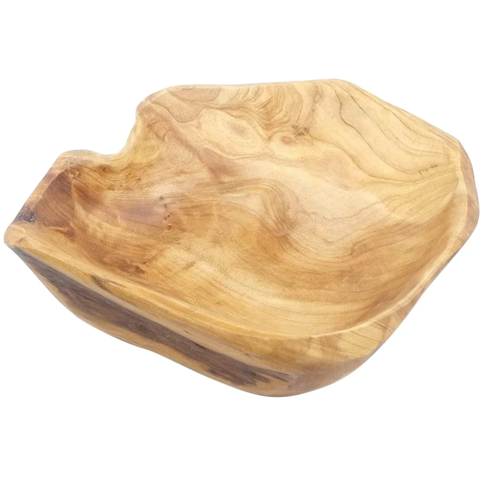 

Wooden Fruit Salad Serving Bowl Hand-Carved Root Bowls Living Room Real Wood Candy Bowl 25-29cm