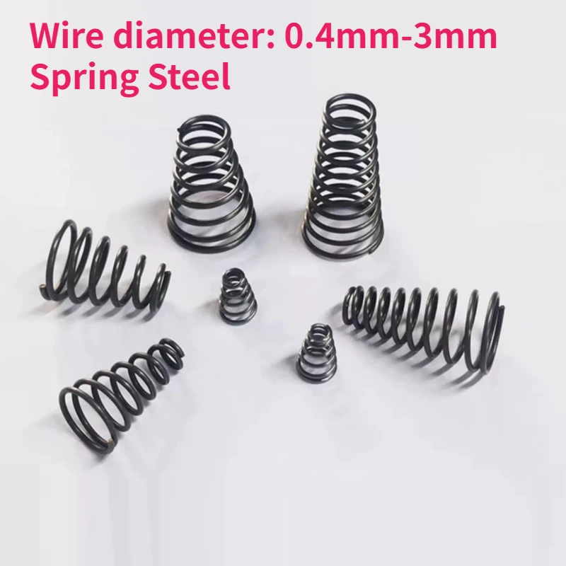 Wire Diameter 0.4/0.5/0.6/0.7/0.8/0.9/1/1.2/1.5/1.8/2/3mm Spring Steel Tower Springs Conical Cone Compression Pressure Springs
