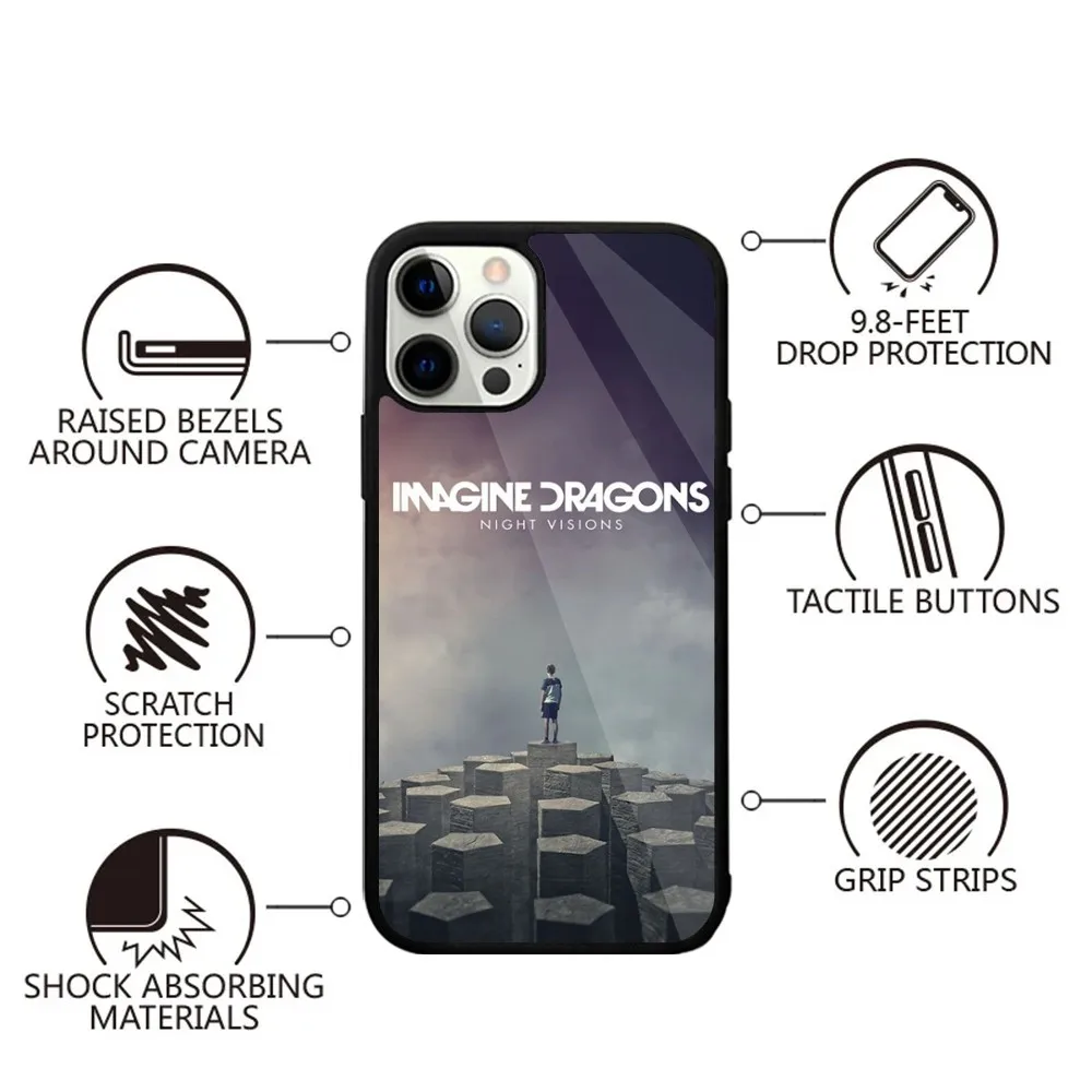 Imagine D-Dragons Band Phone Case Strong Magnetic For IPhone 15,14,13,Pro,Max,Plus,11,12,Mini For Magsafe Wireless Charging