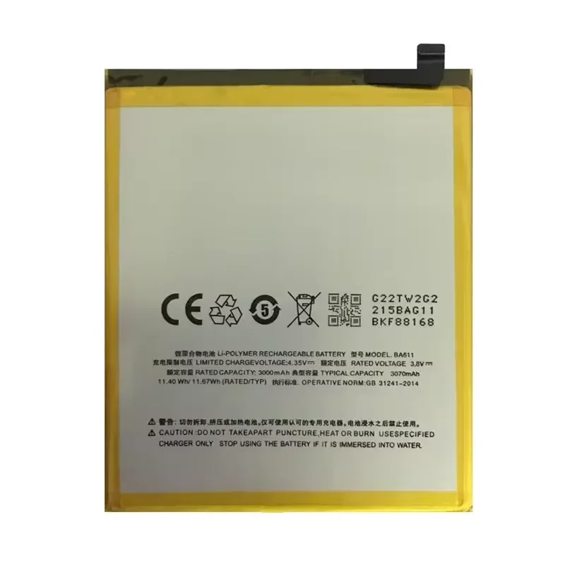 100% Original New BA611 3070mAh Replacement Battery For Meizu M5 M611 M611A M611D M611H M611Y Mobile Phone Batteries Bateria