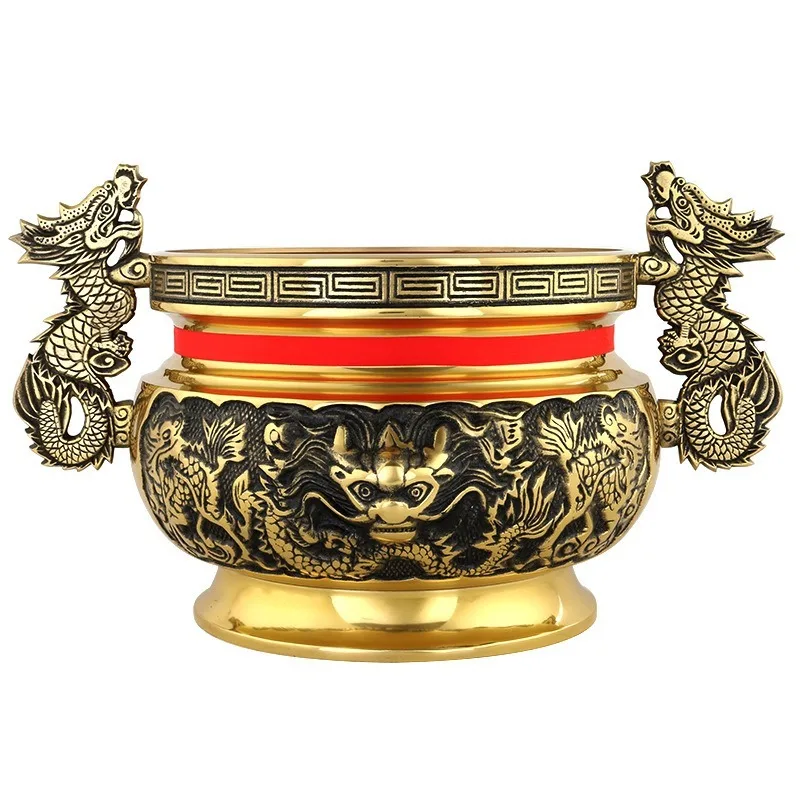 Brass incense burner pendulum double dragon ear faucet burner extra large model temple outdoor offering