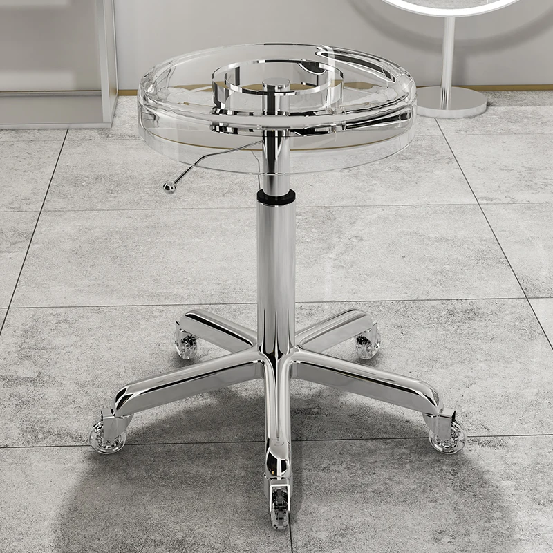 

Hydraulic Stylist Chair Colorful Acrylic Salon Stool for Hairdressers Adjustable Makeup Stool with Chrome Base