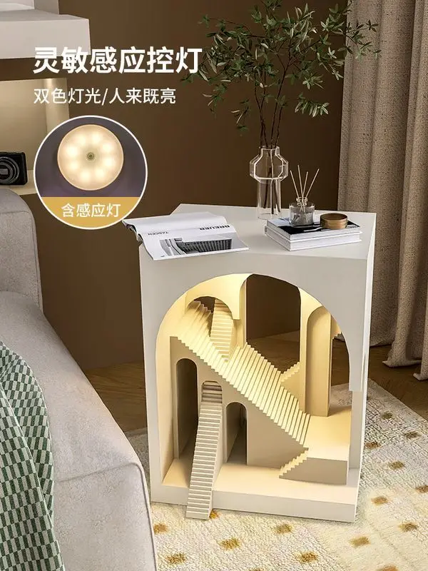 Art Castle Nightstand Bedroom Floor Furniture Shelf Living Room Sofa Next To A Few Practical Home Decor