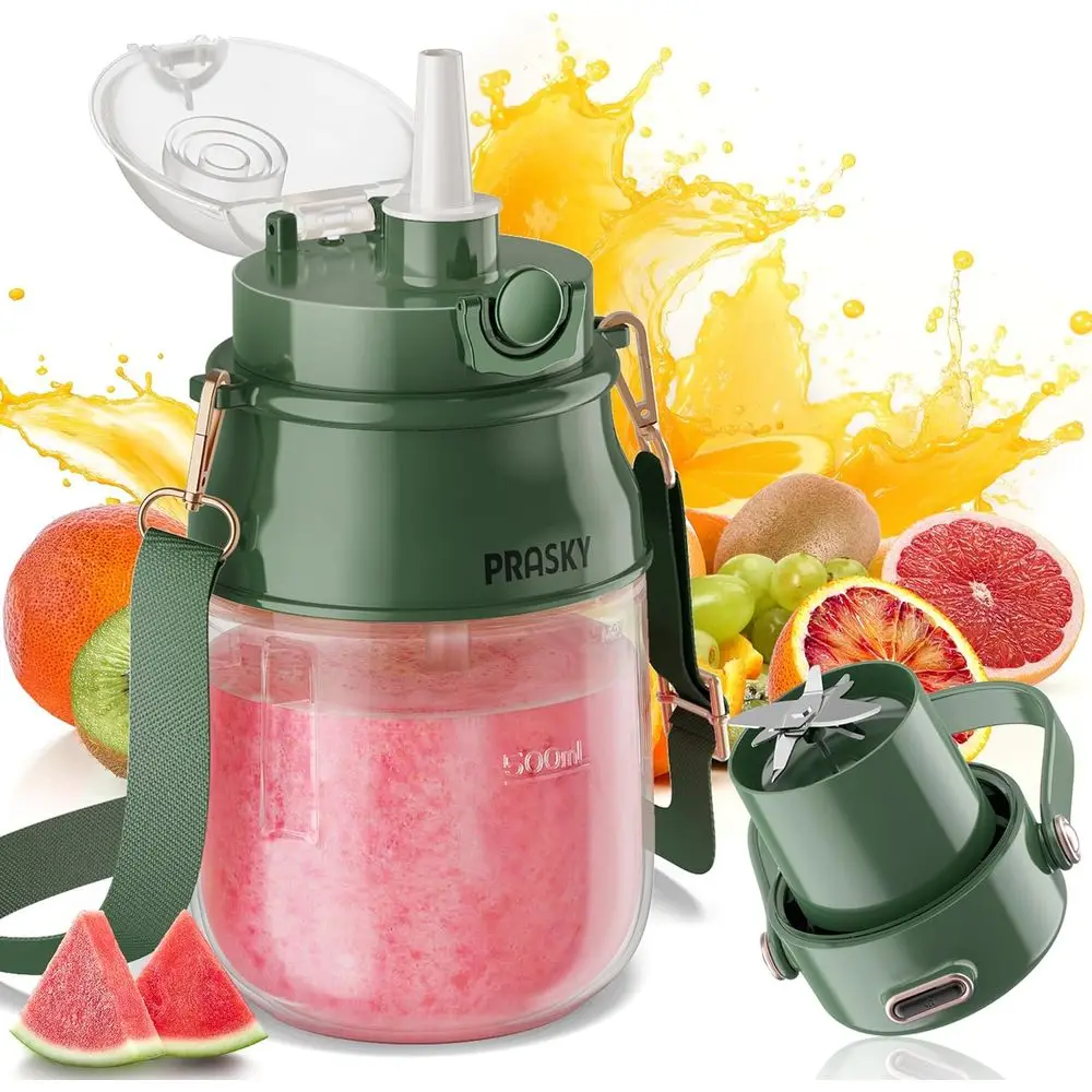 

Портативный блендер для путешествий с чашей на 27 унций, перезаряжаемый через USB, без BPA, для приготовления смузи дома и в дороге (зеленый)