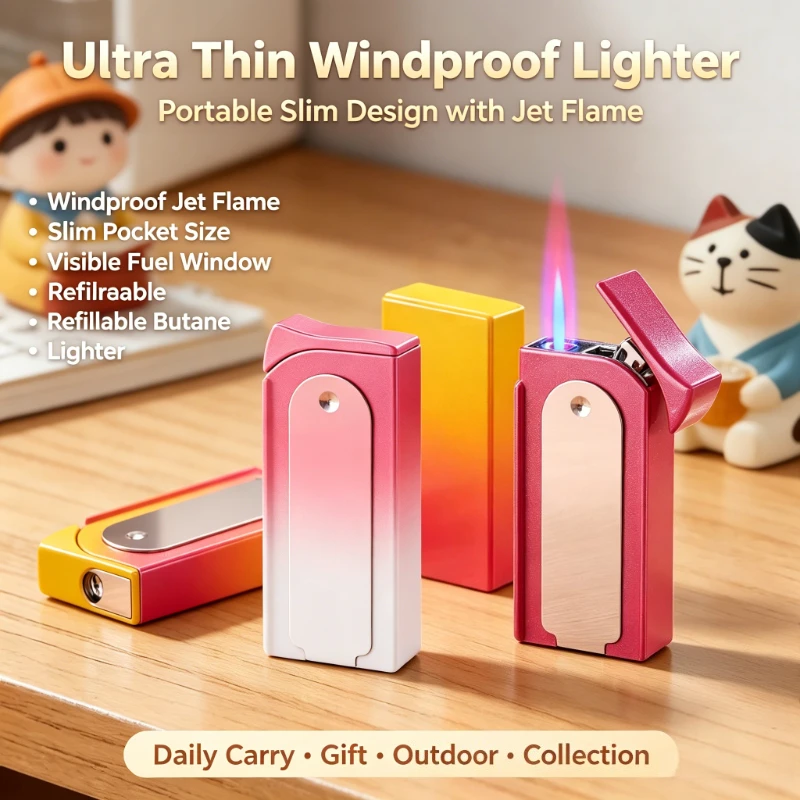 

Cigarette Capacity Integrated Torch Lighter Case, Ultra-Slim Windproof Jet Flame, Refillable Leak-Proof Gas, Smoking Gift Men