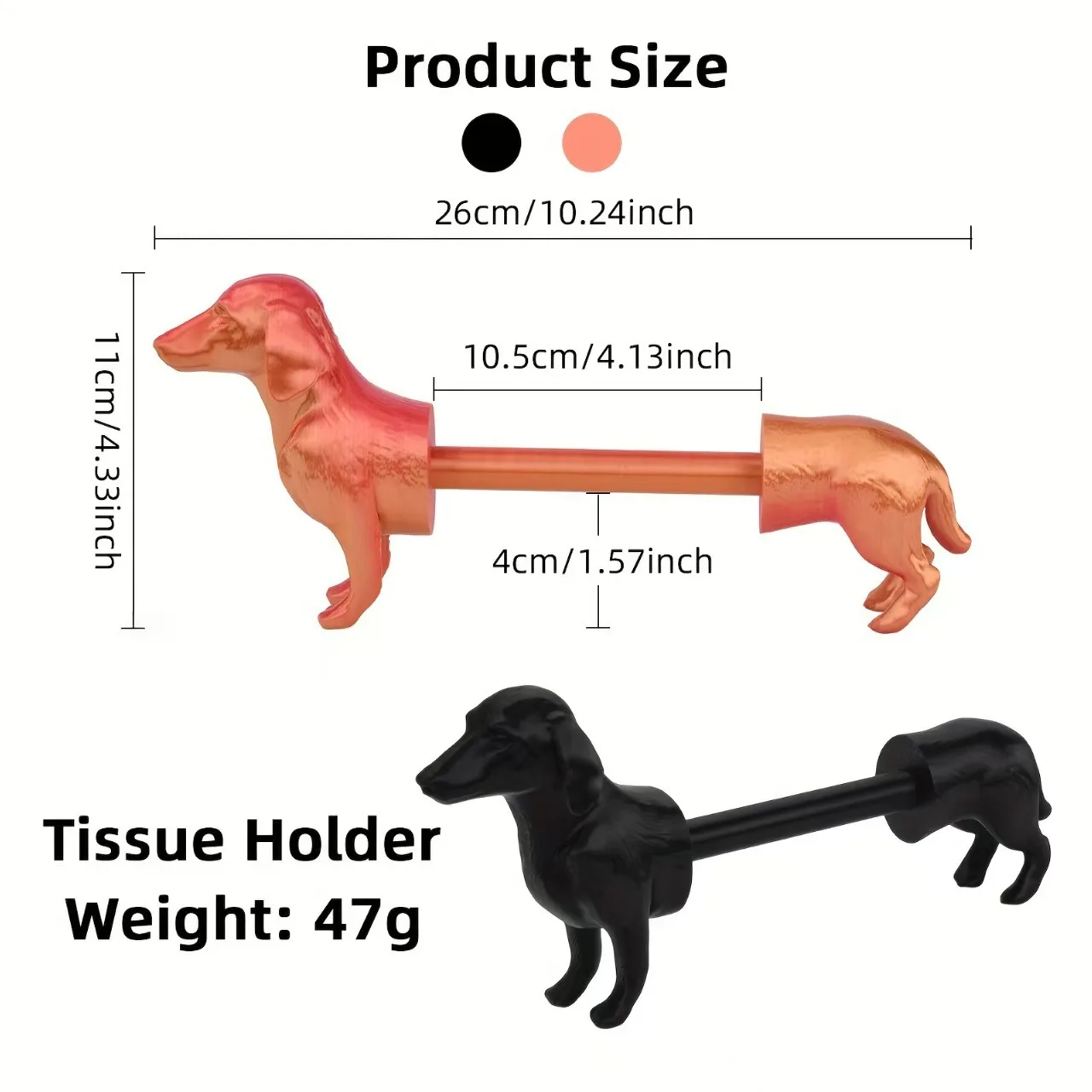 Cute Puppy Shape 3D Printed Toilet Paper Roll Holder – Nordic Style, Durable Bathroom Accessory & Decor