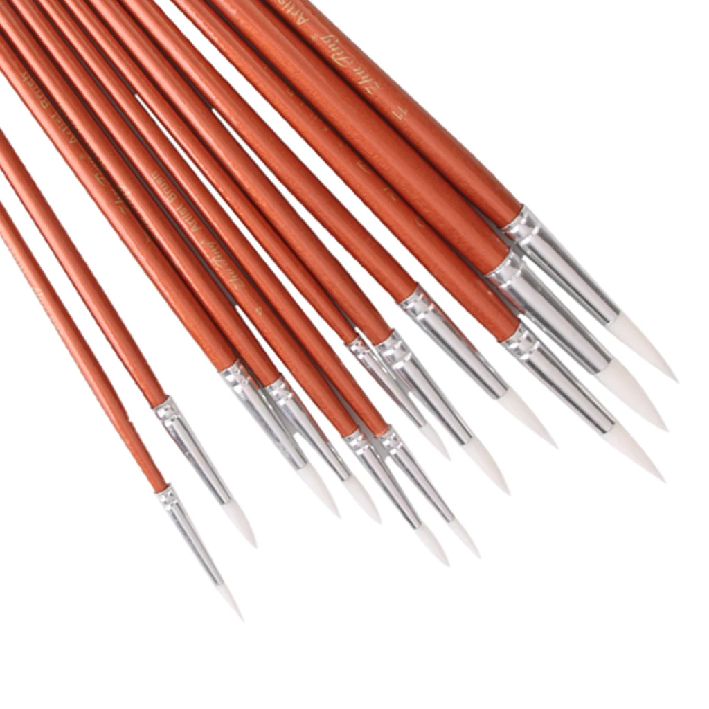 Watercolor Paint Brush Set Nylon Round Brushes for Artists Painting on Canvas Paper Wood Fabric