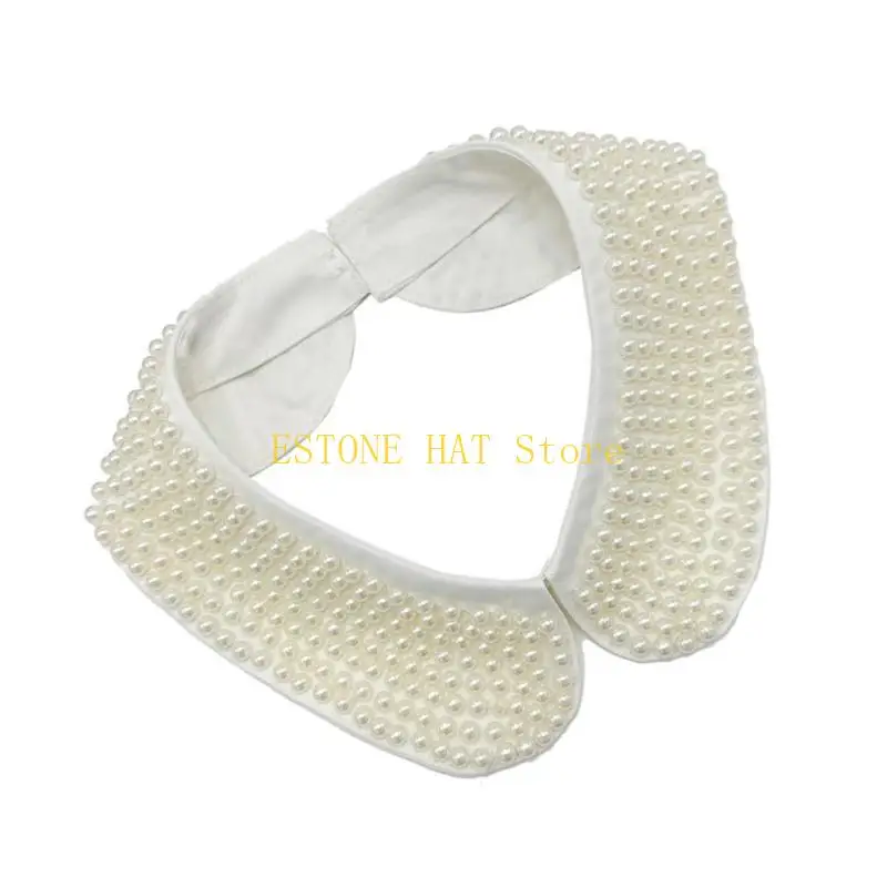 49MF White Bead Decorated Collar Versatiles Elegant Collar New Lolitas Women's Collar