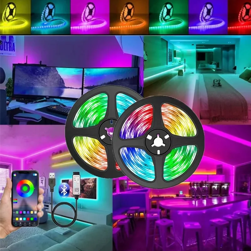 USB Led Strip Lights DC 5V RGB 5050 Bluetooth APP Control Led Flexible Diode Decoration For TV Backlight Lamp Ribbon 1/2/3/5M