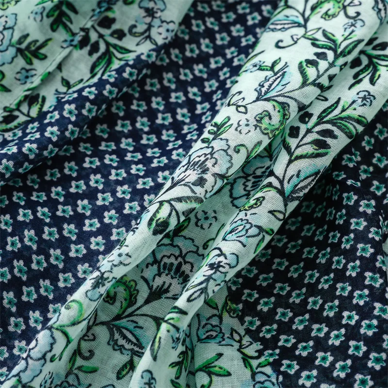 Bohemian Fashion Lovely Green Polka Floral Patchwork Tassel Viscose Shawl Scarf Wrap Pashmina Stole Bufandas Muslim Hijab 2024