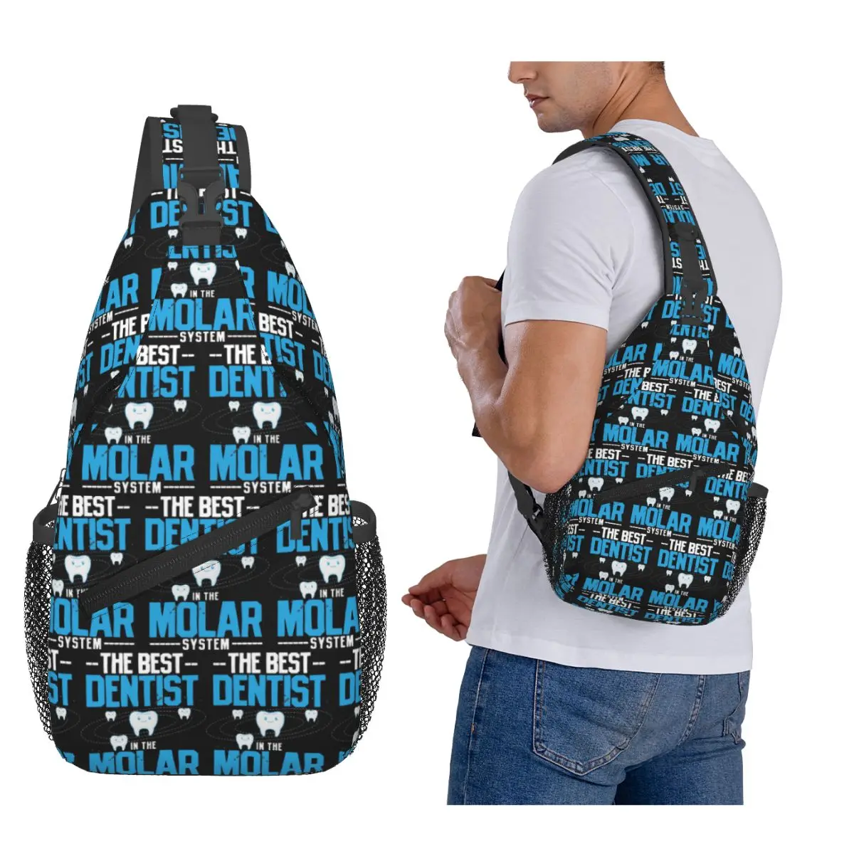 

Dentist Dental Hygienist Dental Dentistry Chest Bag Men Sling Crossbody Backpack Chest Bag Travel Hiking Daypack Shoulder Bag