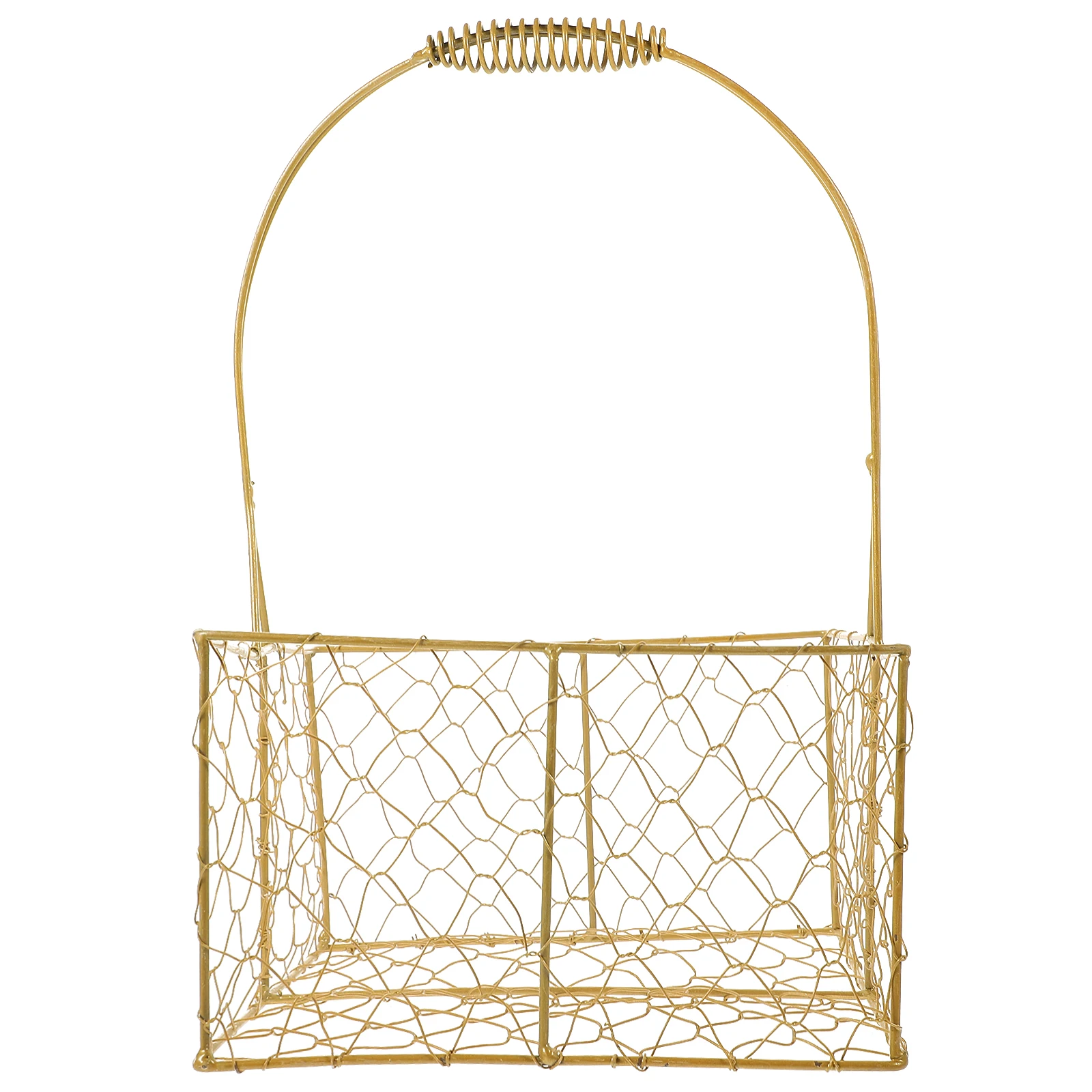 

Golden Woven Square Metal Baby Shower Basket 18cm x 11cm Storage Baby Shower Wedding Gift Baskets With H