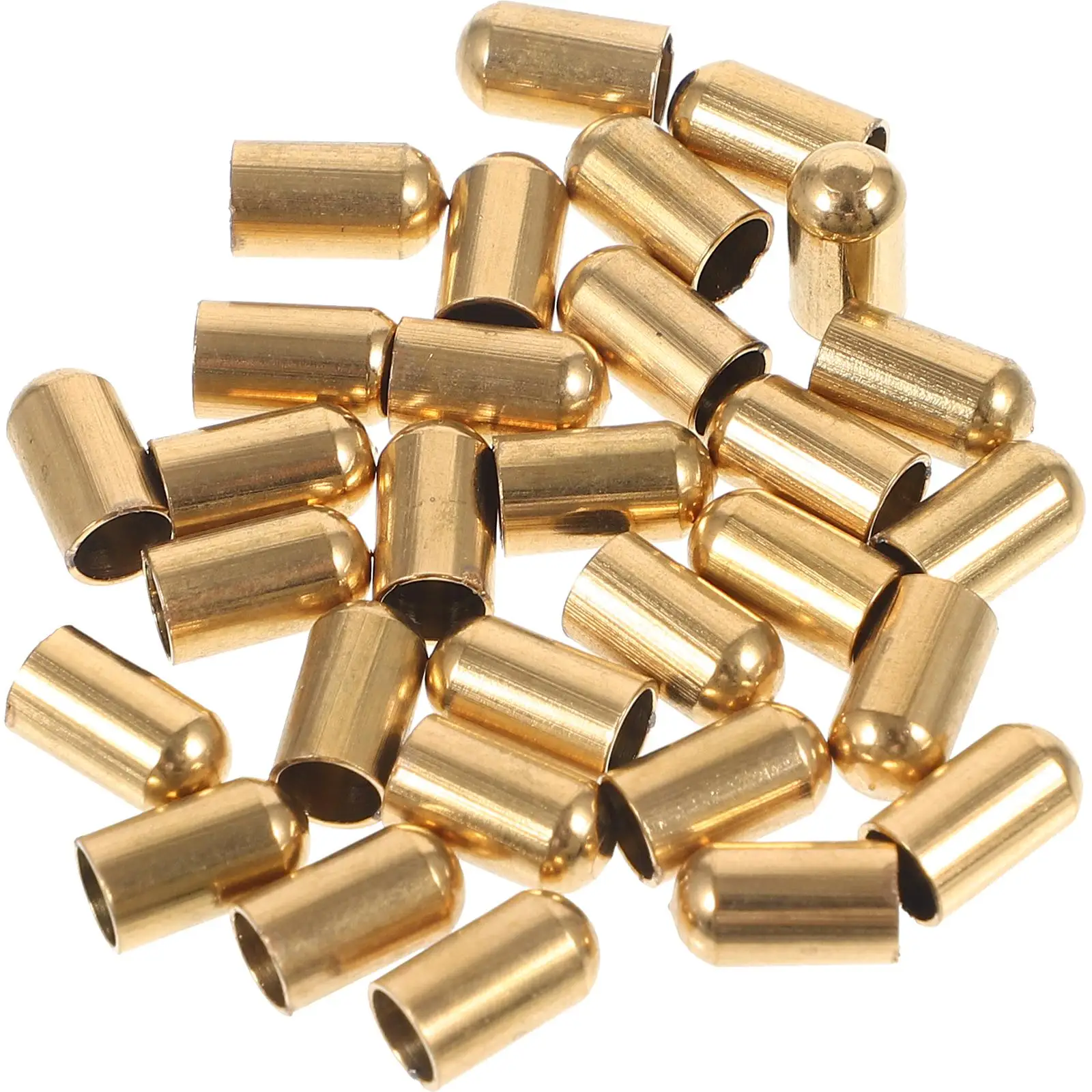 30 Pcs Lanyard Rope End Fastener Crimping Cord Locks Cap Metal Fittings Stopper Ends