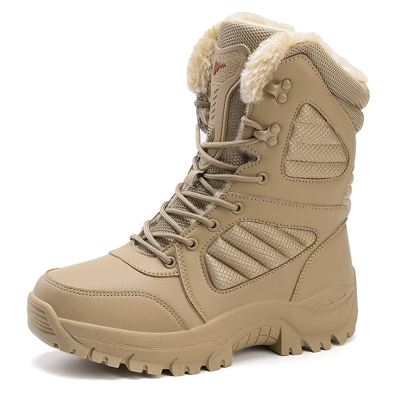 Winter Mens Outdoor Hiking Boots Supper Warm Plush Snow Boots Trekking Mountaineering High-top Tactical boots