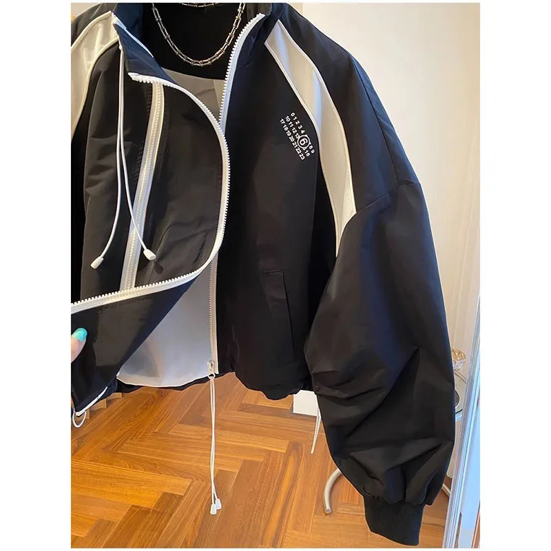 

Ladies spring Autumn New Zipper Design Windbreaker Jacket Loose Joker Casual Collar Short Jacket Windbreaker Zipper Joker Coat