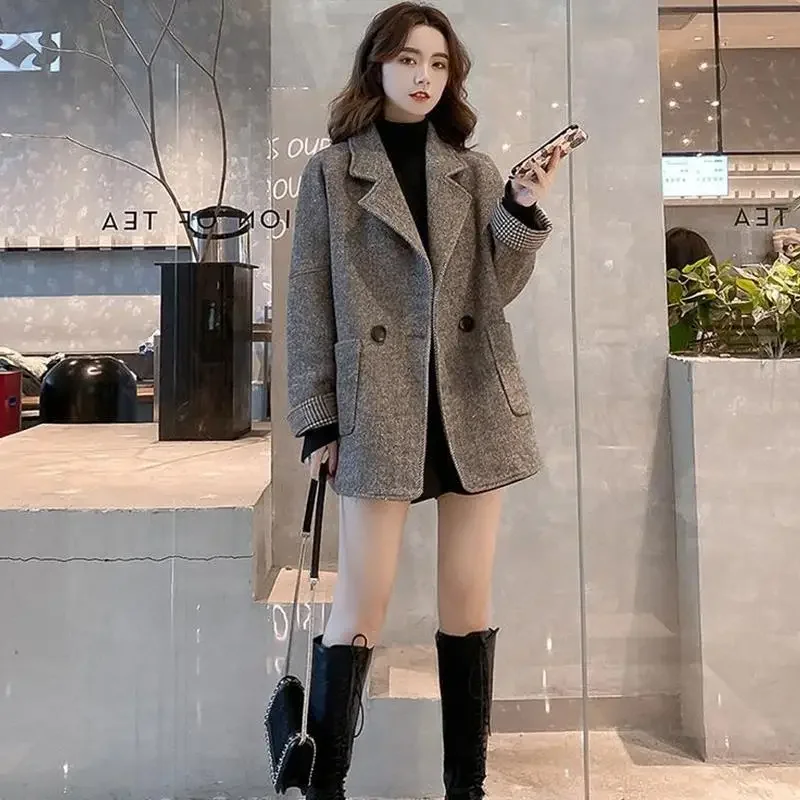 Women's Autumn/Winter 2024 New Loose-Fit Thickened Woolen Suit Jacket Casual Western-Style Fashion Outerwear From China