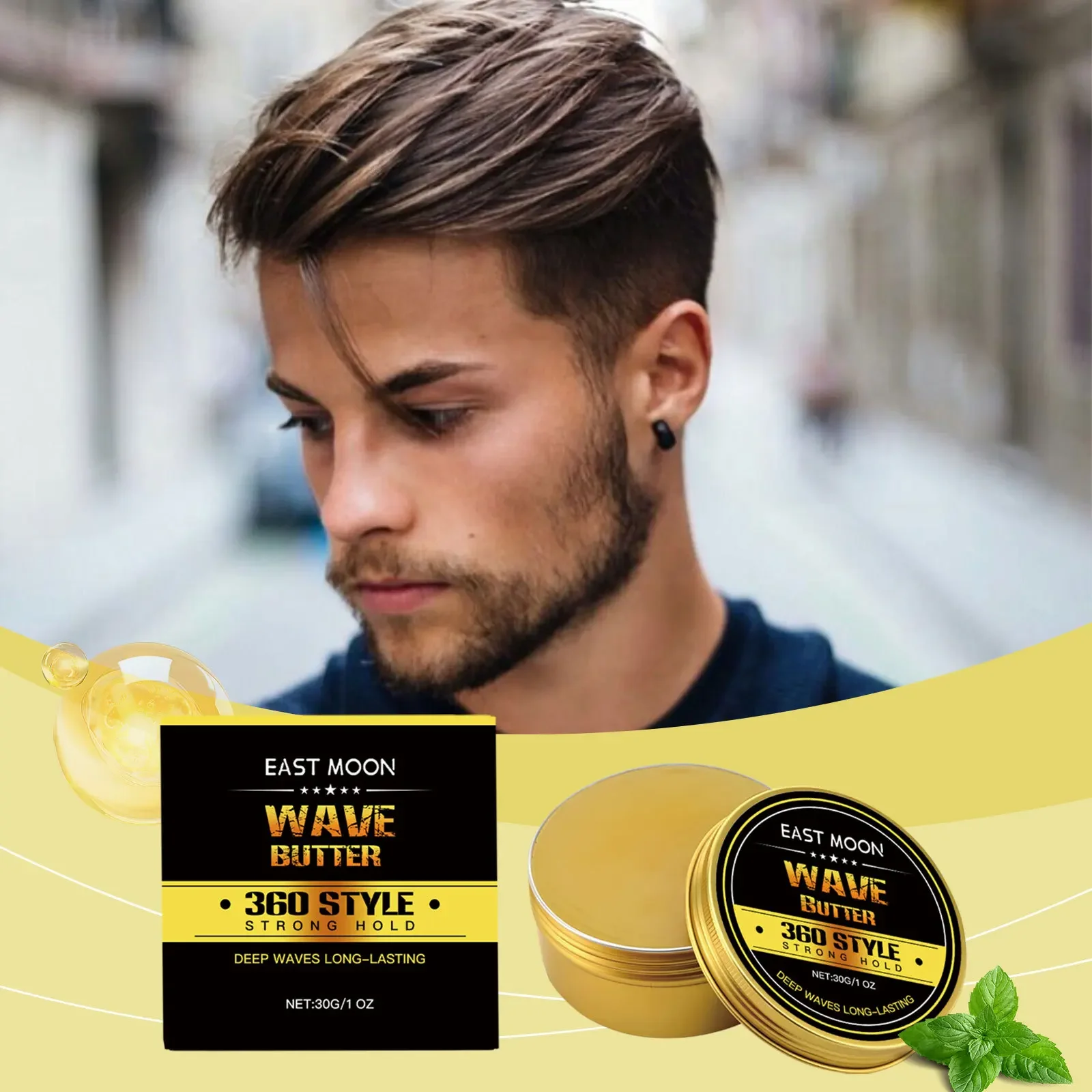 Men's Wave Styling Hair Oil Long-lasting Styling Refreshing Curly Hair Styling Natural Hair Wax Cleansing Plump and Smooth