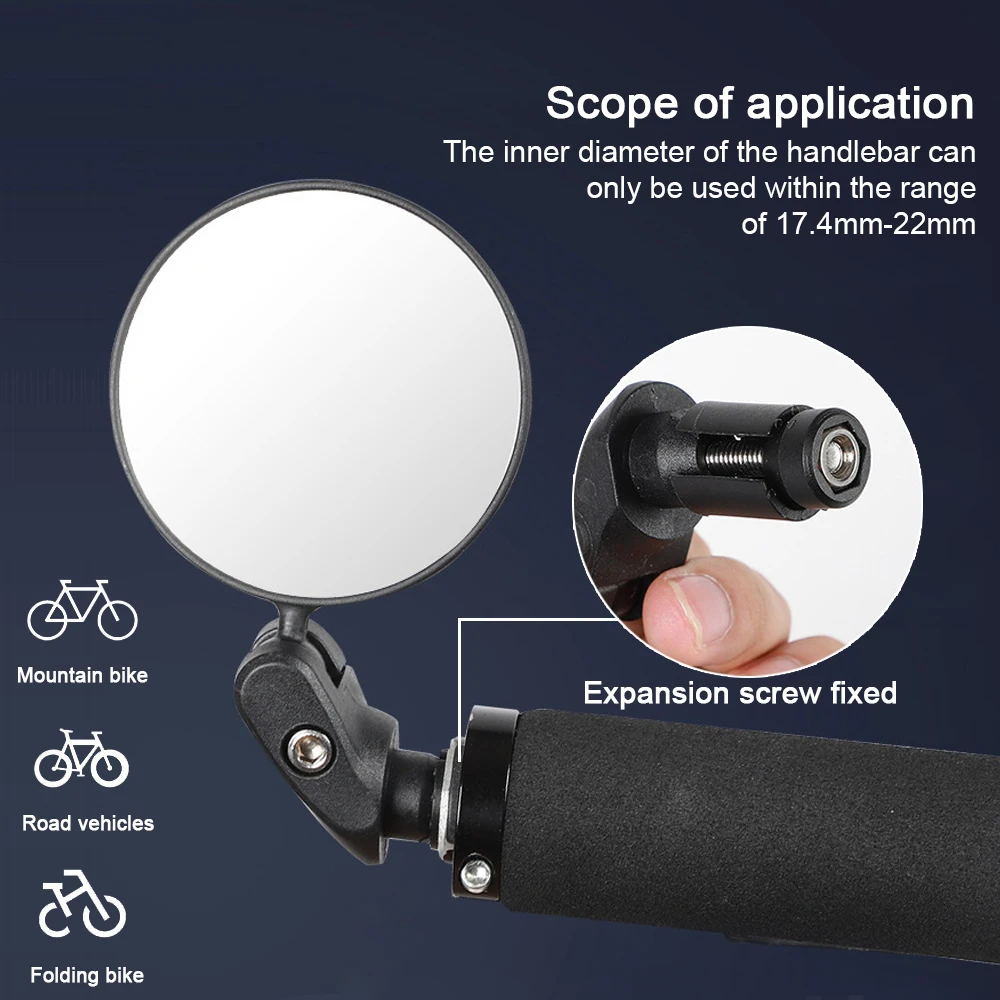 Universal Bicycle Rearview Handlebar Mirror Adjustable 360 Degree Wide-Angle Rear View for MTB Road Bike Cycling Accessories