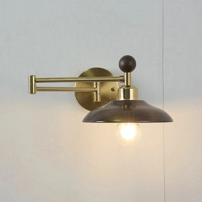 Wood Adjustable Telescopic Arm Angle Wall Lights Home Decor Living Room Background Wall Lamp Bedroom Bedside Light Fixtures