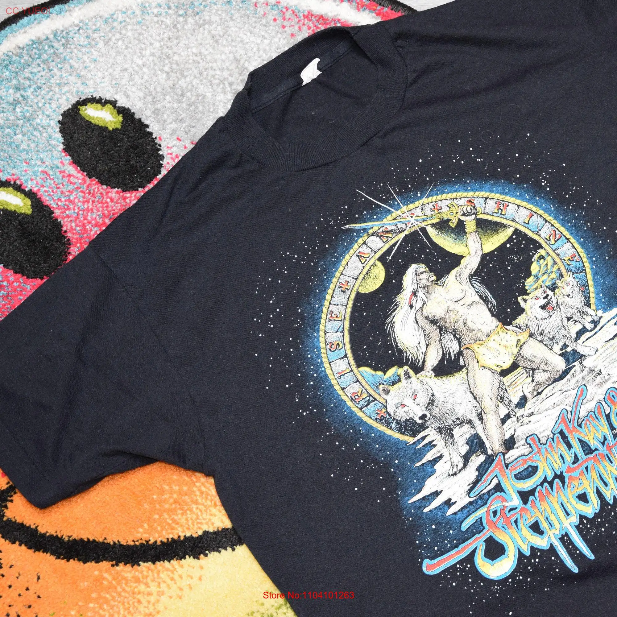 90s Vintage John Kay and Steppenwolf shirt Size Large vtg black Rise Shine Tour rock music band tee Sz L