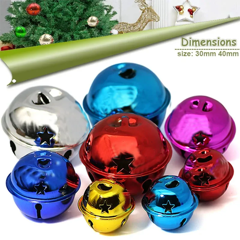 10szt 30-40mm Świąteczny dzwonek Jingle Bell, srebrne dzwony z brokatem Wydrążony dzwonek do sanek DIY Craft Xmas Tree Decor Obroża dla zwierząt domowych