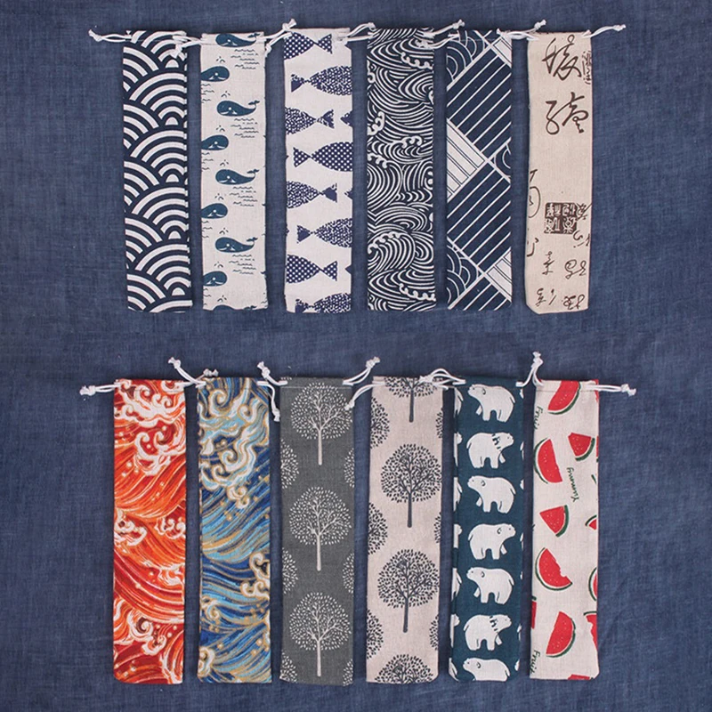 1Pcs Reusable Straw Pouch Bag For Metal Straw Cutlery Colorful Travel Camping Chopsticks Spoon Fork Knife Storage Bag Container