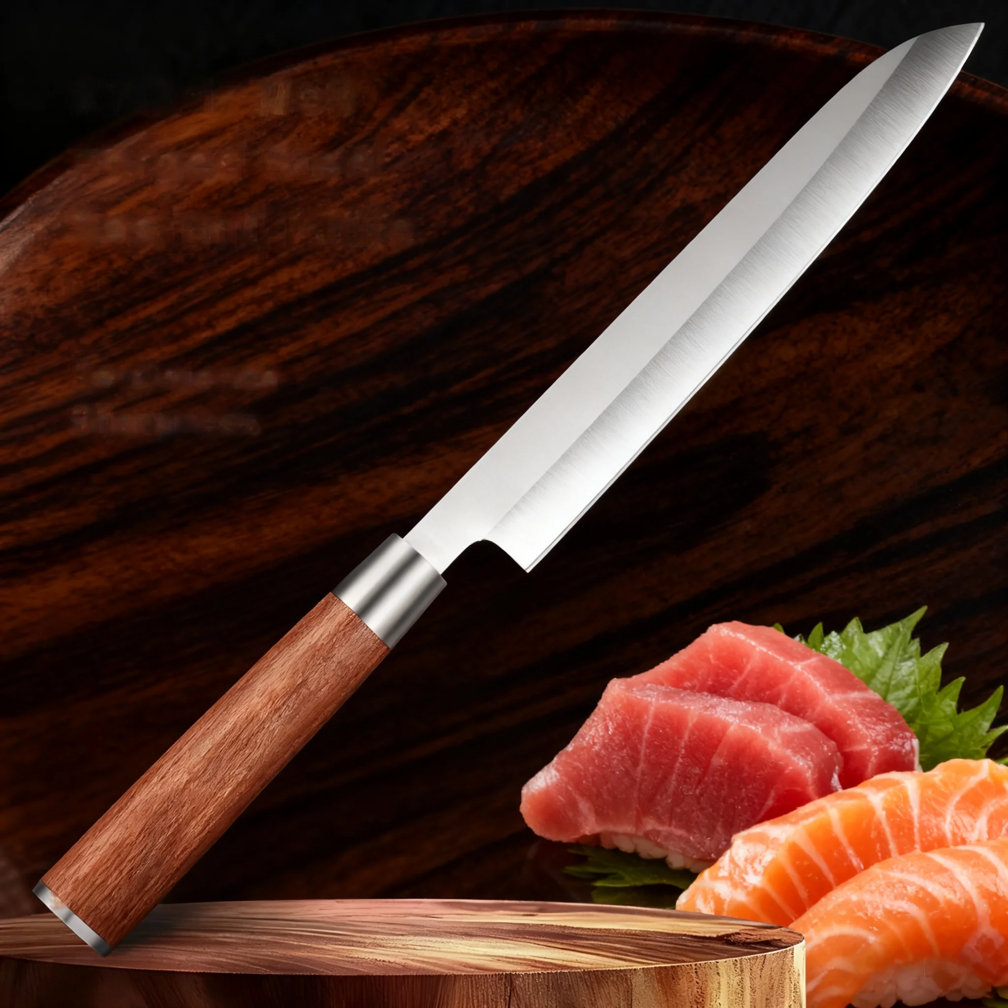 

High Carbon Sushi Sashimi Knife Cooking Salmon Knife With Wooden Handle Meat Cutting Fish Raw Fruit Chef Knife Cooking Tool