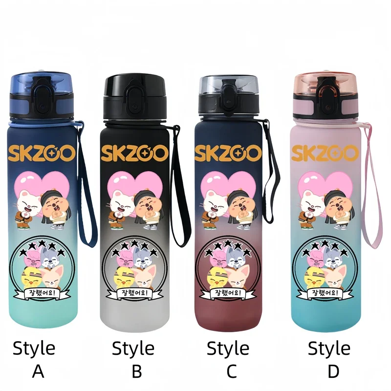 Skzoo 650ml Anime Characters Portable Water Cup Large Capacity Outdoor Sports Plastic Leak-proof Water Bottle Children\'s Gift