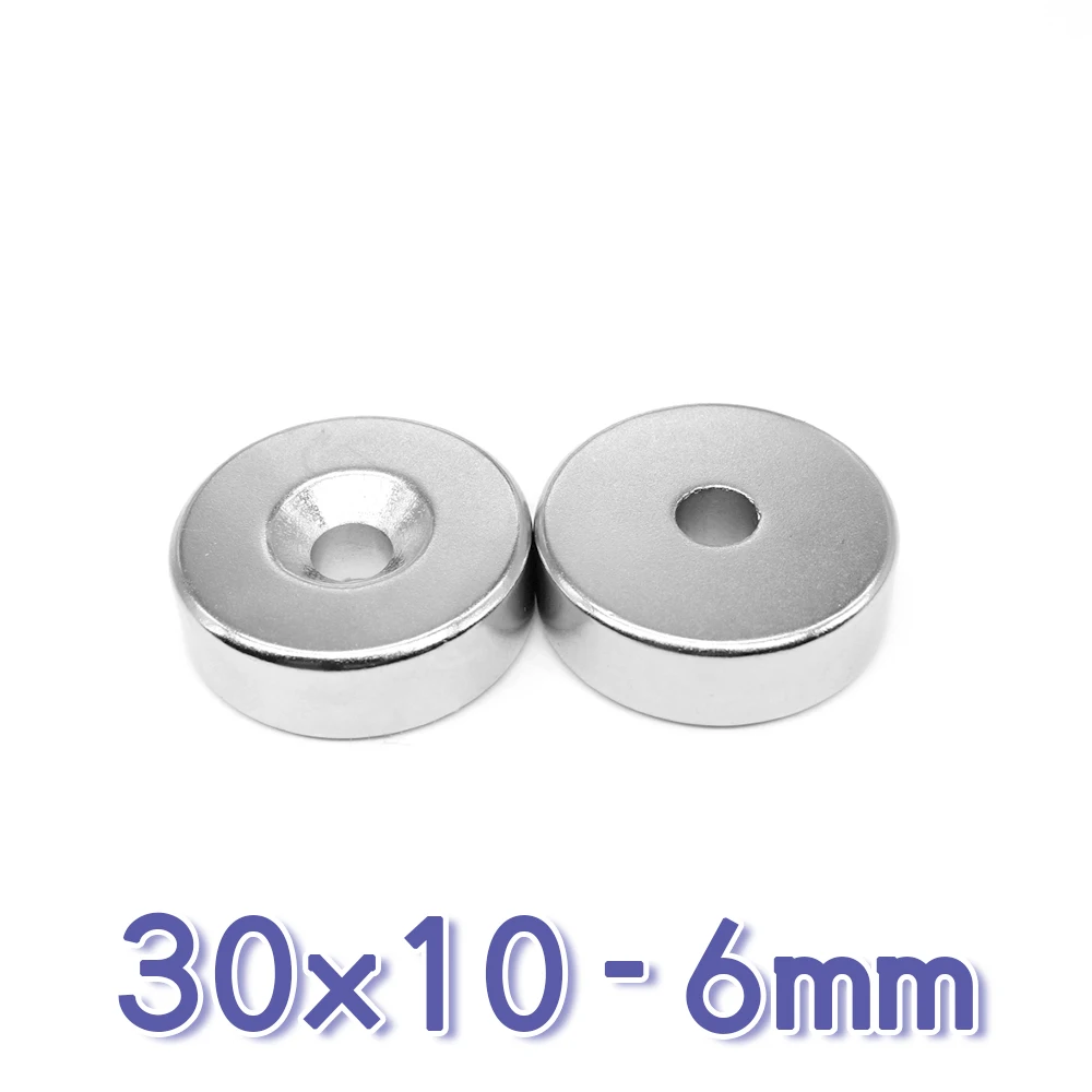 1/2/5/10PCS 30x10-6 Disc Rare Earth Neodymium Magnet 30*10 mm Hole 6mm Round  Countersunk Permanent Magnet  30X10-6mm 30*10-6