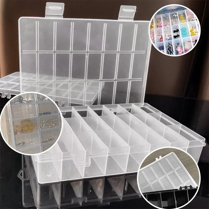 24-grids detachable PP plastic storage box DIY jewelry earrings necklace gadget parts box classification organization box