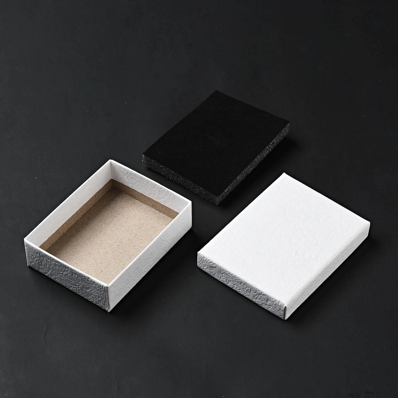 12~24Pcs Jewelry Box Texture Paper Gift Boxes Rings Necklaces Earring Box Jewellery Packaging Display Storage Case Black & White