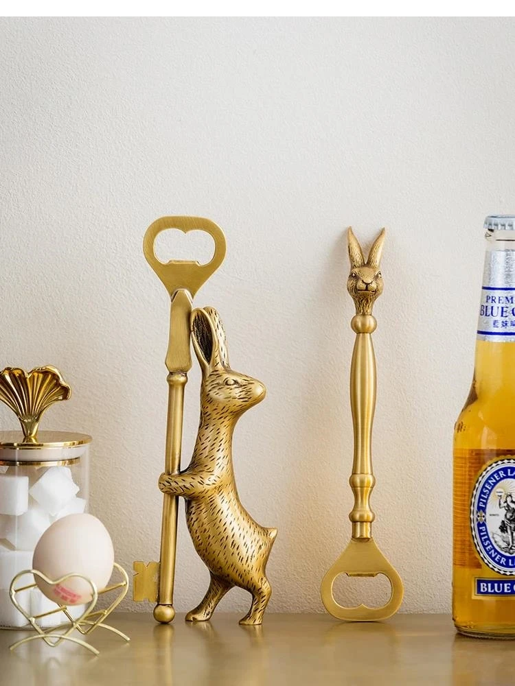 

European Vintage Brass bottle Opener Rabbit Beer Kitchen Accessories Light luxury home