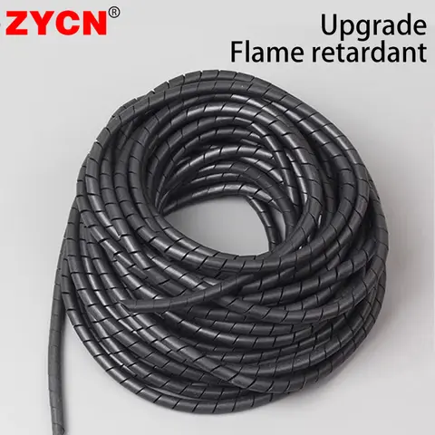 Flame Retardant Cable Sleeve Winding Pipe Insulation Spiral Wrapping White/Black Wire Sheath Tube 4-30MM Plastic Tape Protector