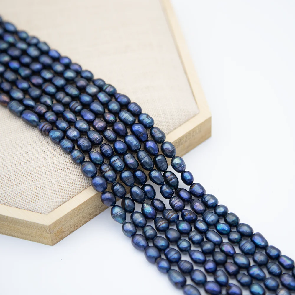 

6-7mm Rice Shaped Black Natural Freshwater Pearl Loose Beads for Jewelry Making DIY Bracelet Necklace Earrings Accessories