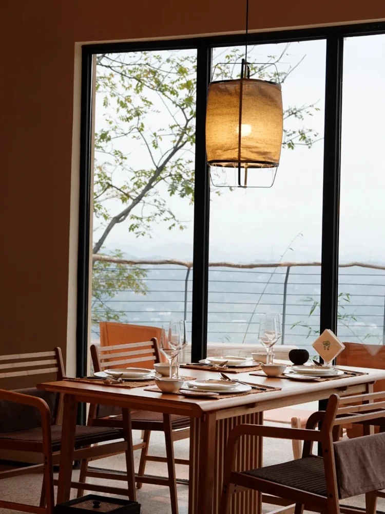 Handmade Woven Linen Craft Lantern Pendant Lamp Chinese Classical Restaurant Lighting Creative Kitchen Study Decor Hanging Lamps