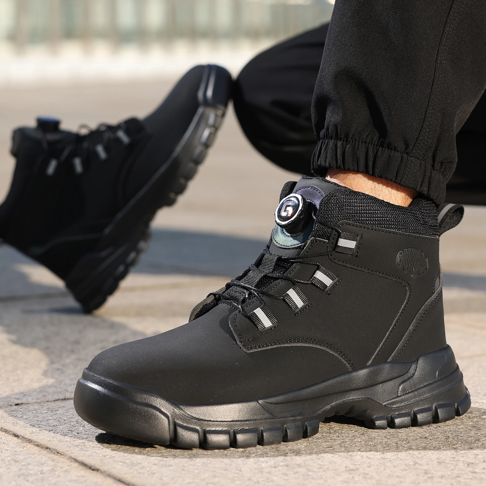 

GUYISA Men's Work Shoes - Breathable Four Seasons Model - Rubber Bottom - Ultra-Fine Leather Surface - Waterproof and Fashionabl