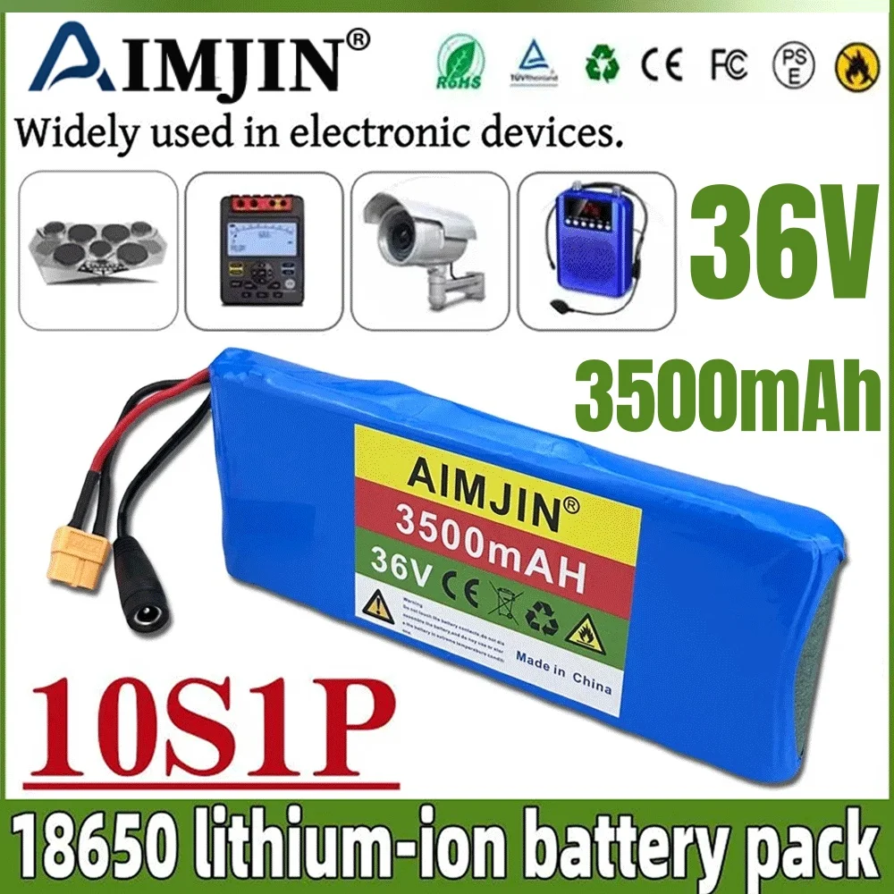 

10S1P 36V 3500mAh Battery Pack 3.5Ah 18650 Lithium Li-ion Rechargeable Batteries Electric Car Bicycle Scooter 20A BMS 500W