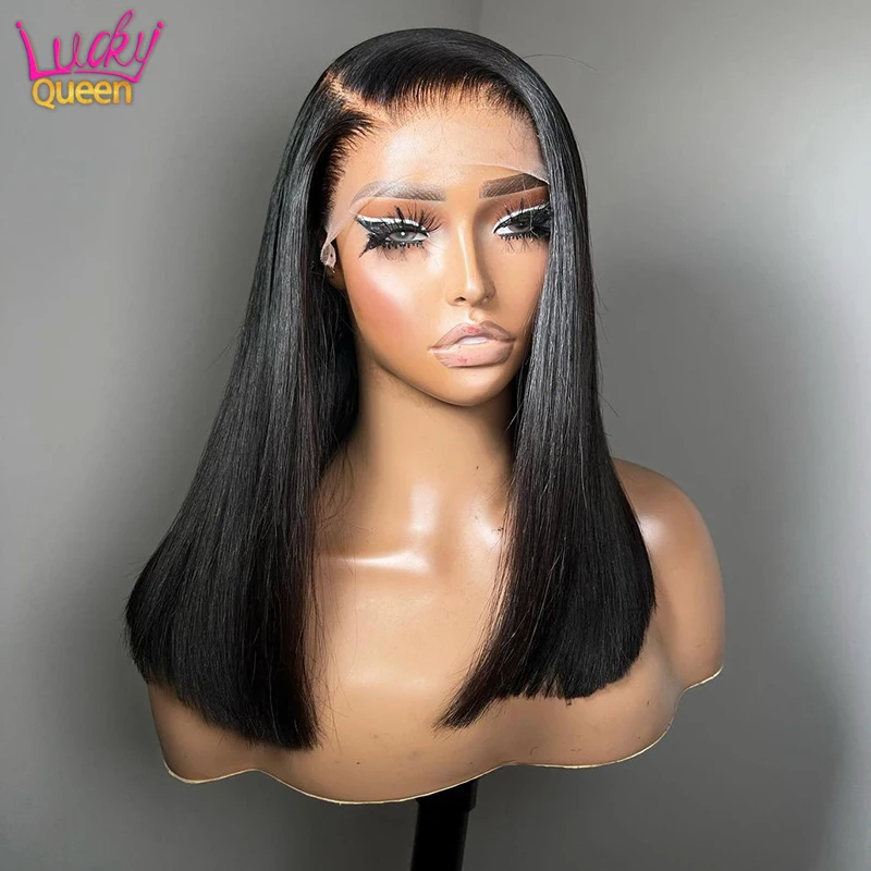 Ash Blonde 13X4 Bob Wig Transparent Lace Front Human Hair Wig Straight Short Bob 8-16 Inches Frontal Wig Pre Plucked Hairline