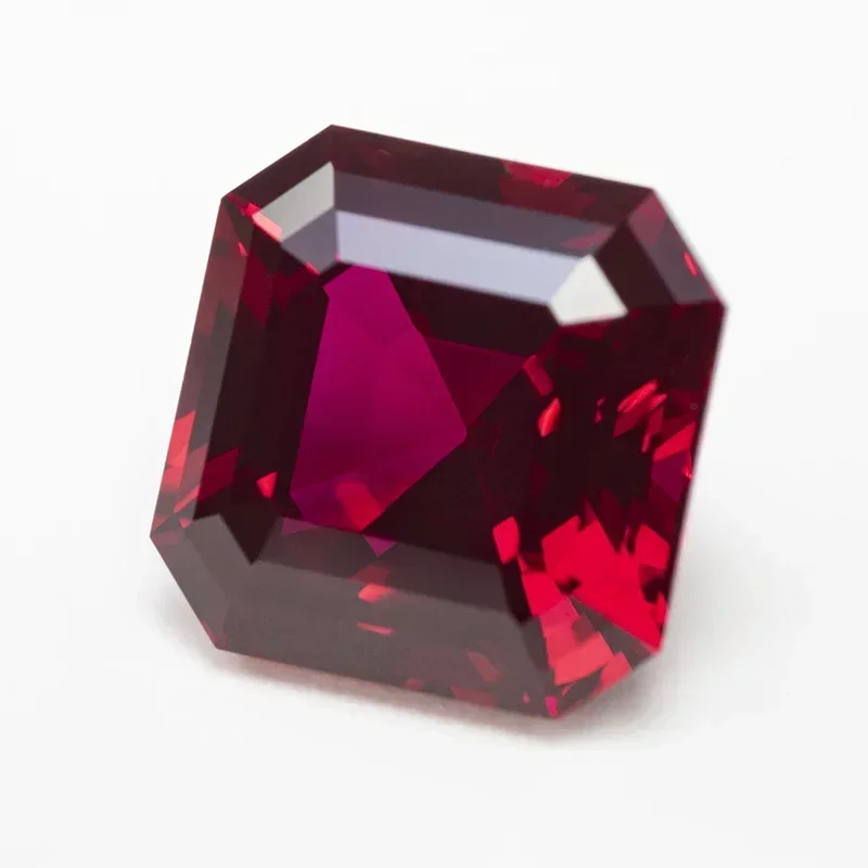 Lab Grown Ruby Square Pigeon Blood Red Asscher Cut  VVS1 Gemstone Charms DIYJewel Making Materials Selectable AGL Certificate