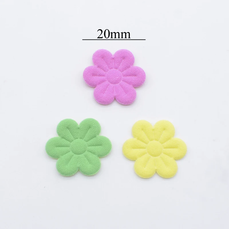 50Pcs 20mm Padded Flower Applique for DIY Clothes Hat Shoes Crafts Sewing Supplies Patches Headwear Hair Clips Decor Accessories