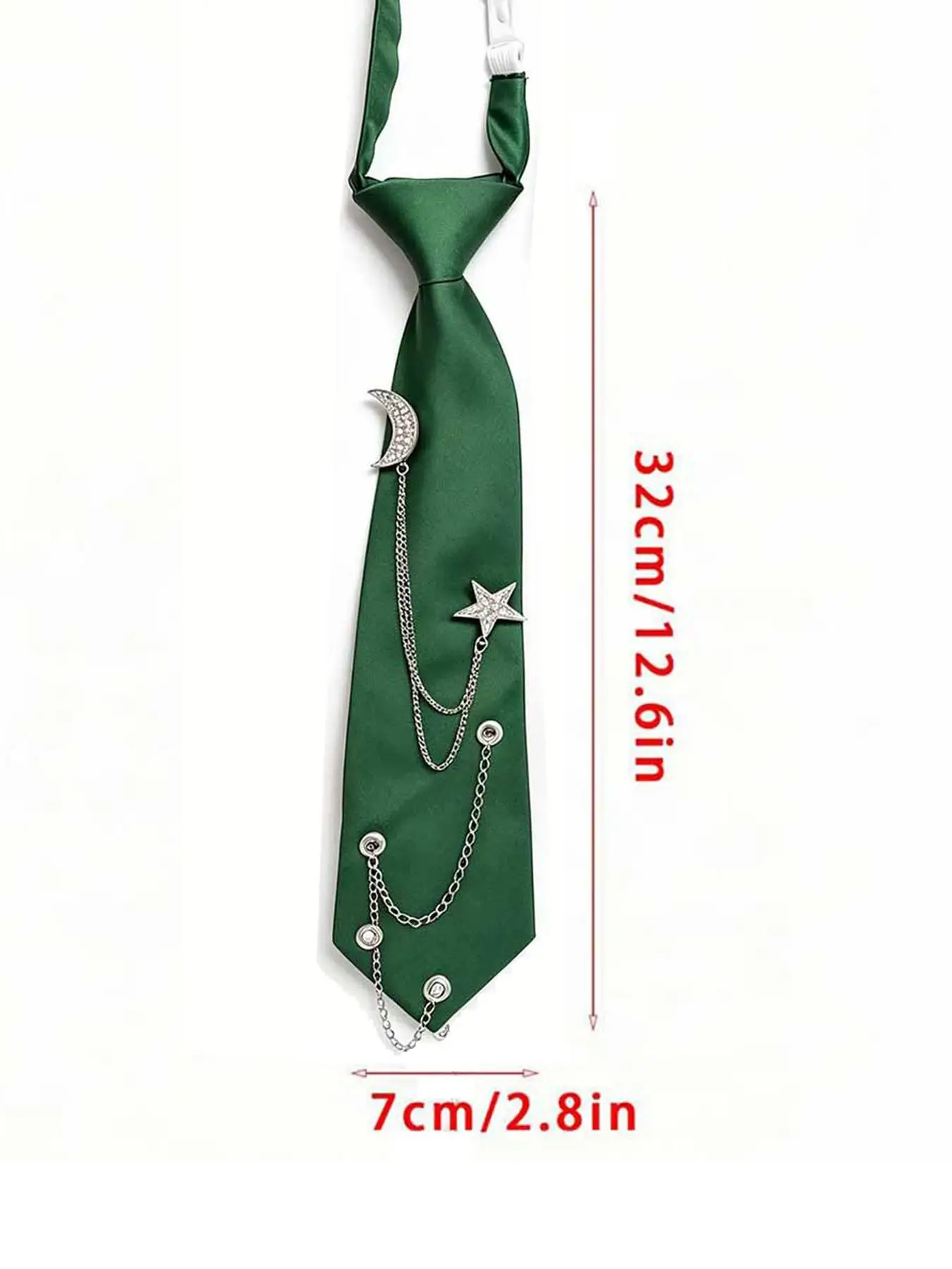 Pre-Tied Star Moon Rhinestone Tie, Metal Chain, Dark Sweet Cool Style, Adjustable Design, Perfect for Jk Uniform, Punk, Daily We