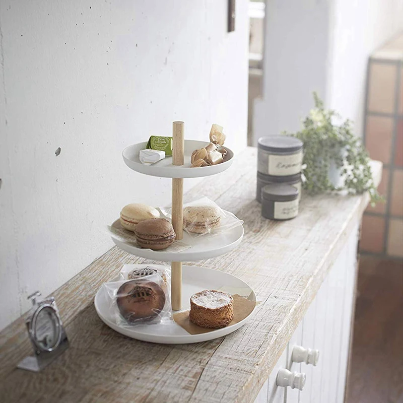 3 Tier Cake Stand Serving Tray Fruit Platter Elegant Wedding Cupcake Holder Wooden Metal Cheese Dish