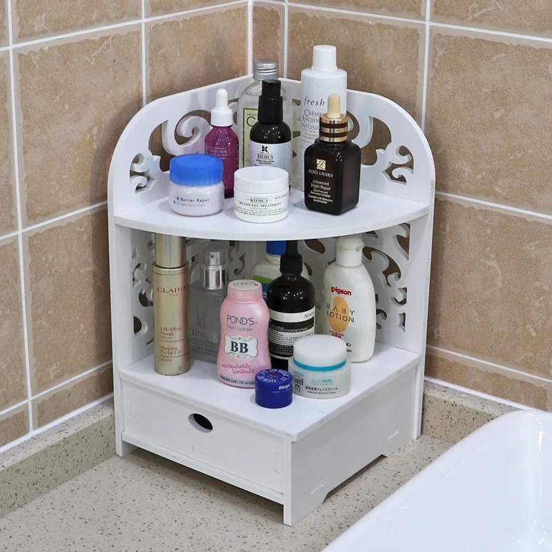 Desktop corner rack bathroom waterproof shelf washstand corner storage rack bathroom with drawer tripod