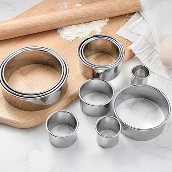 11/12pcs/set Stainless Steel Round Cookie Biscuit Cutters Circle Pastry Metal Baking Circl