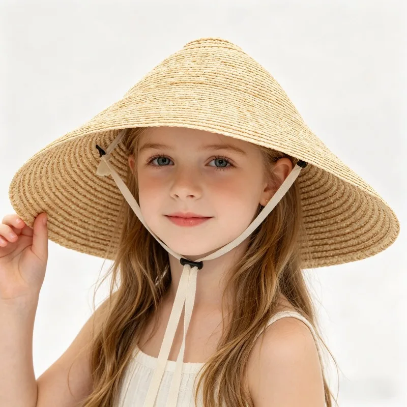 Sommerlicher Eltern-Kind-Hut aus Weizenstroh, modischer Sonnenhut im Runway-Stil für Outdoor-Reisen und Fotoshootings – Detail 5