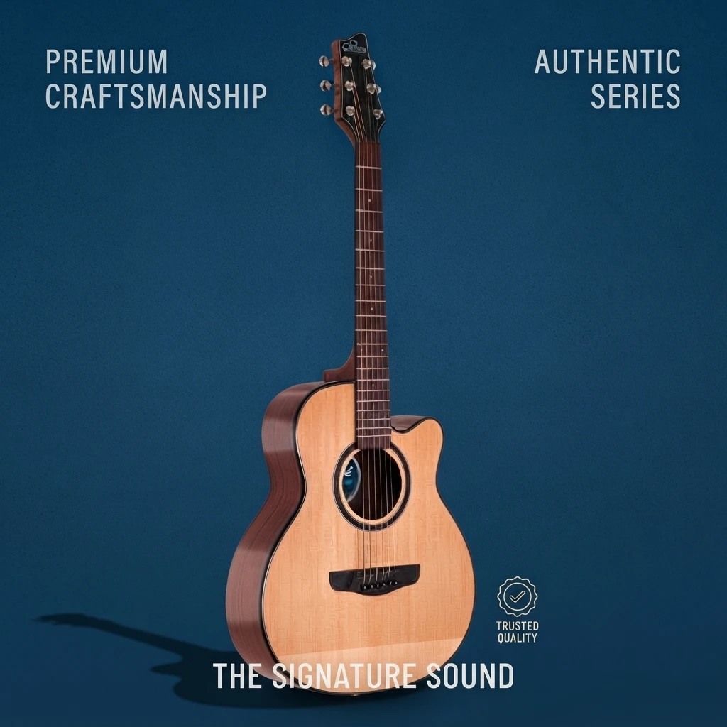 Dark Back Solid Top Cutaway Acoustic Folk Guitar, Gloss Finish, Chrome Tuners, 6 Steel Strings for Beginner Daily Practice