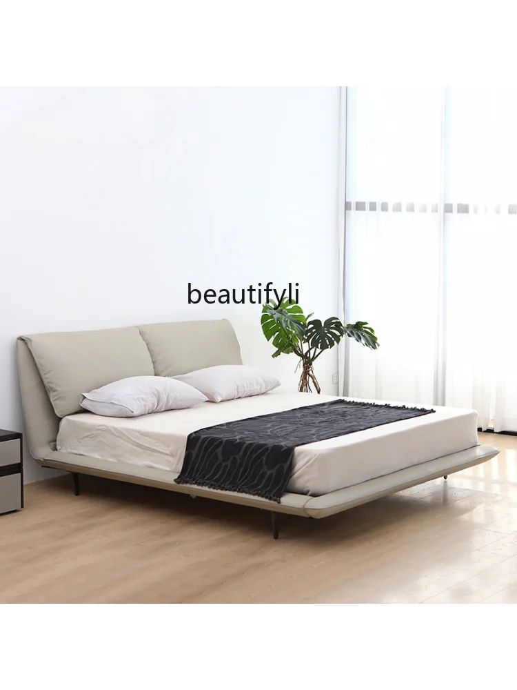 Italian Imported Leather Bed Imported Genuine Leather Goose down Filled Zinc Alloy Feet Soft and Durable Bedroom Bed furniture