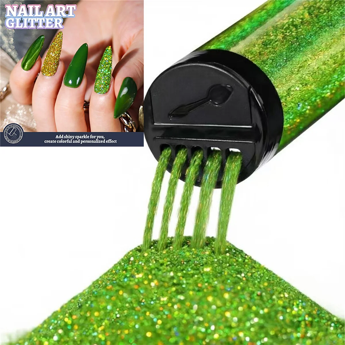 120ML Nagelglitzerpulver, Holographischer Ultrafeiner Glitzer, 1/128" Harzglitzerpulver, Metallisch Schillernder Glitzer für Bastelarbeiten – Detail 7
