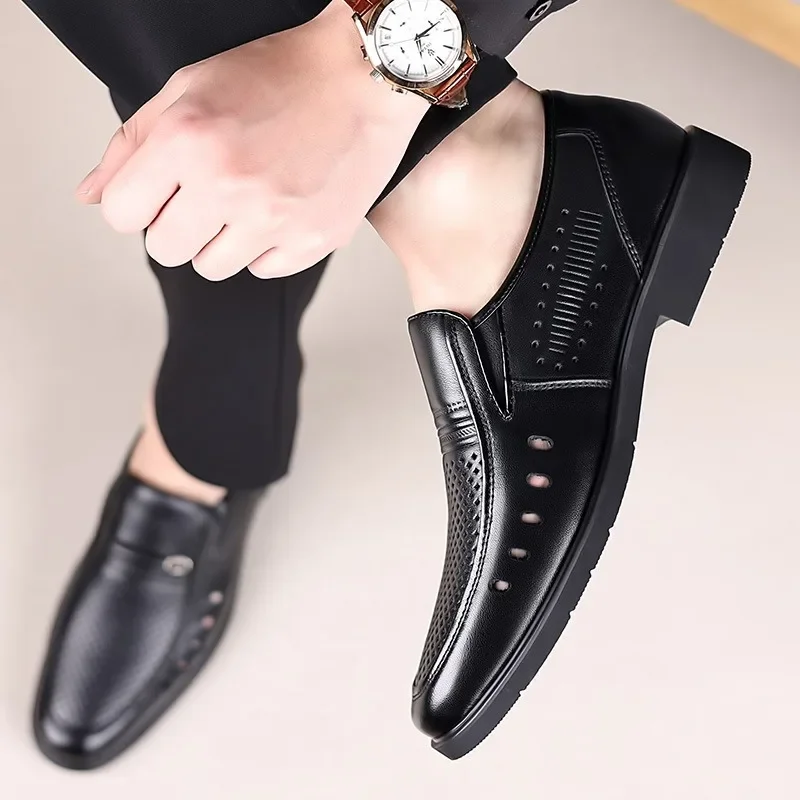 2024Men Genuine leather Sandals Handmade dress shoes Luxury Sandals Summer Shoes for men Business Dress sandals נעלי אלגנט לגבר